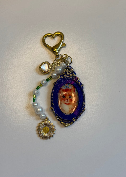 Crazy Cat Cameo Keychains